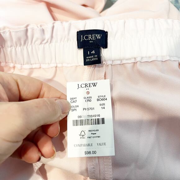J. Crew High Rise Elastic Back Waist Straight Leg Trouser Pants Pink 14 - Picture 2 of 10